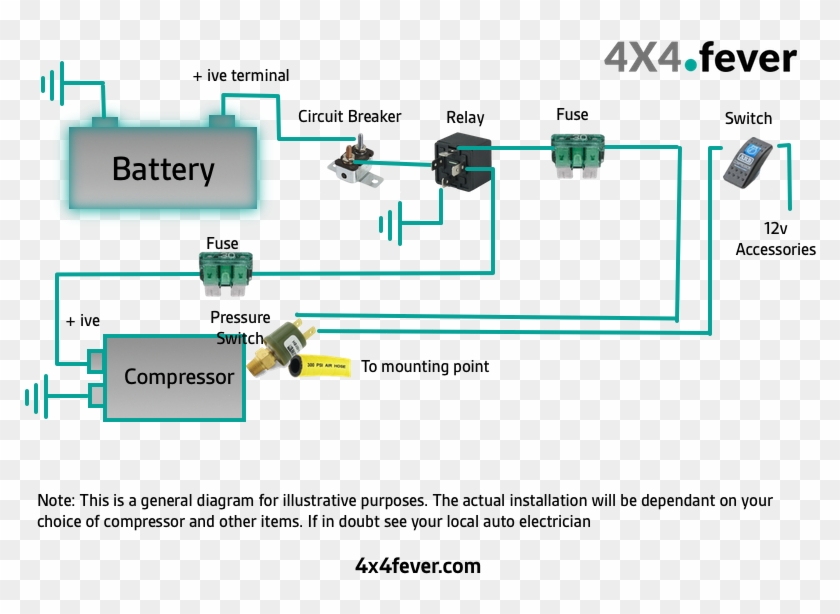 Air Horn Wiring Diagram Compressor - Wire A 12v Compressor Clipart