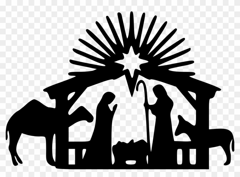 Christmas-manger3 File Size - Christmas Nativity Scene Clipart Black And White - Png Download
