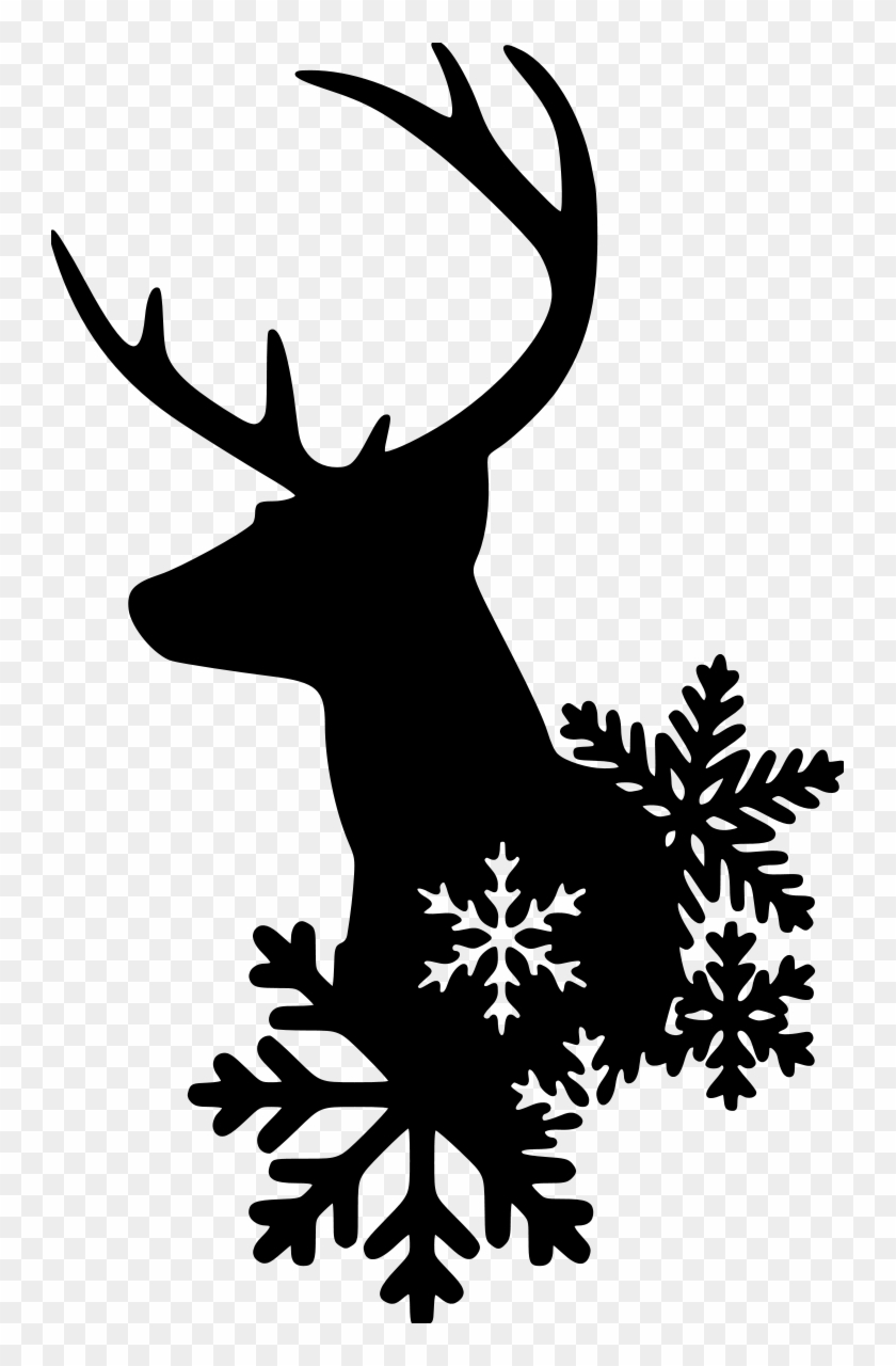 Christmas Reindeer Sow Flakes - Christmas Reindeer Silhouette Clipart - Png Download