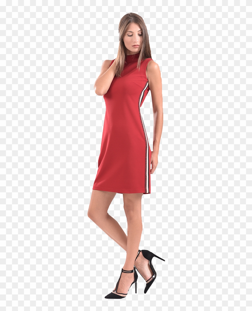 Short Dress With A Collar And A Vertical Line - Photo Shoot Clipart #2896759