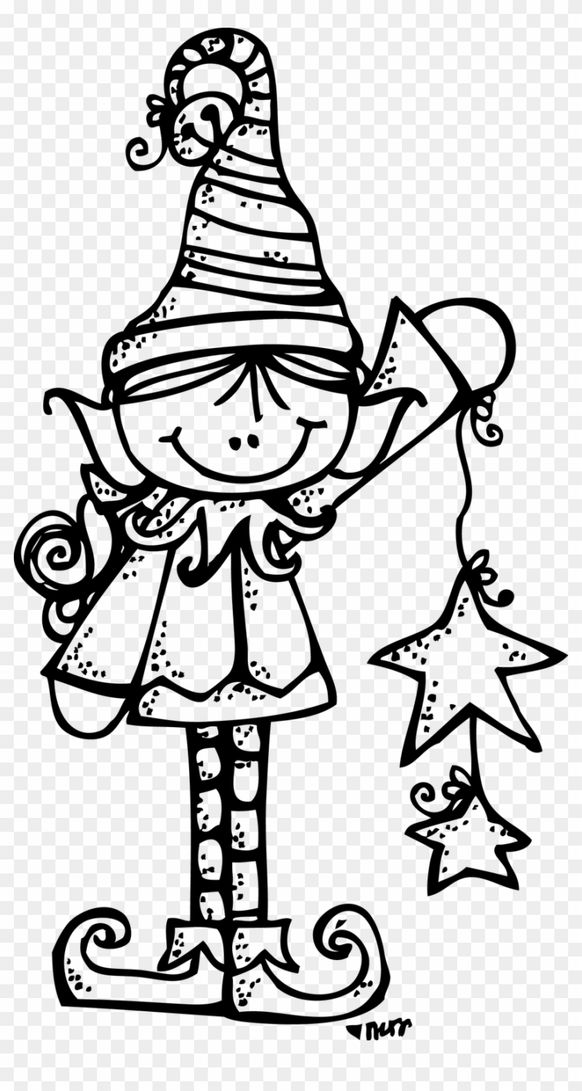 Melonheadz Boy Elf Clipart Black And White & Clip Art - Melonheadz Christmas Clipart Black And White - Png Download #2897511