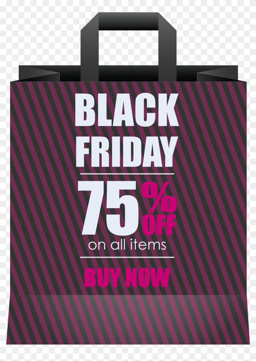 Black Friday 75% Off Black Shoping Bag Png Clipart Transparent Png #290044