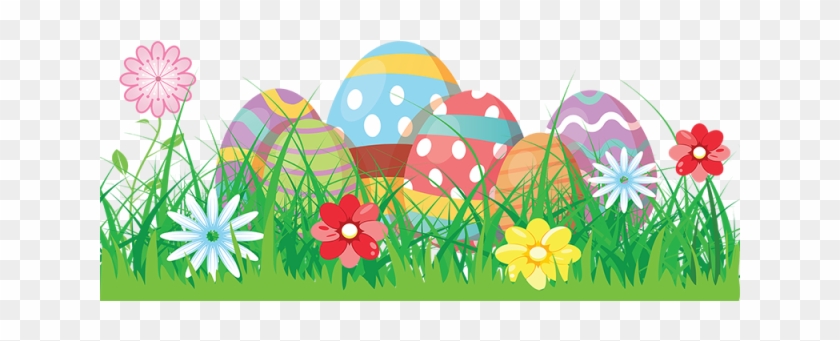 Colorful Eggs Grass Flowers - Transparent Background Easter Eggs Png Clipart #290277