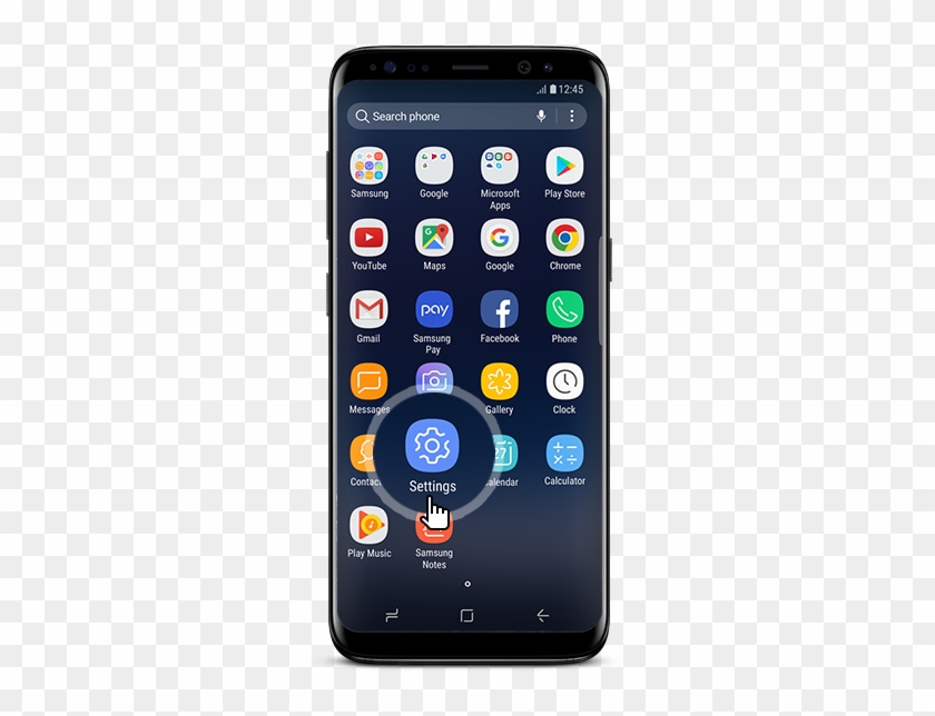 Front View Of Galaxy S8 Midnight Black With 'settings' - Touchwiz Home 5.1 47 Clipart #291361