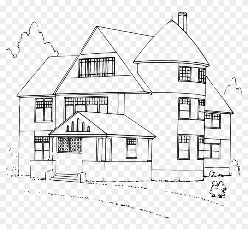White House Black And White Drawing - Black And White Clip Art Of House - Png Download #292007