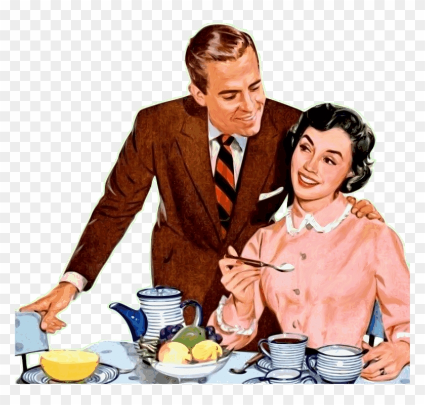 Couple At Breakfast - Sexy Breakfast Sayings Clipart
