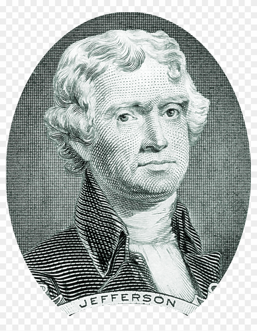 Thomas Jefferson Portrait On Two Dollar Bill - Jefferson 2 Dollar Bill Clipart