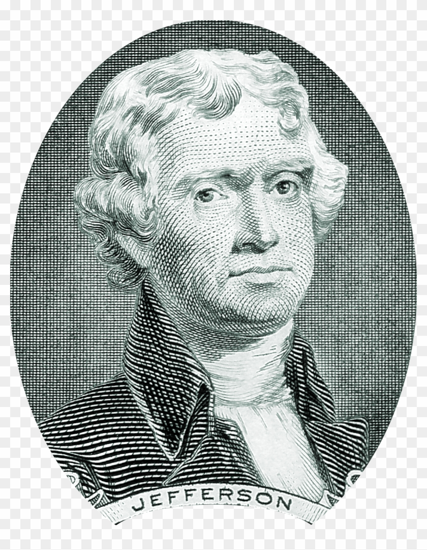 Thomas Jefferson Portrait On Two Dollar Bill - Jefferson 2 Dollar Bill Clipart #292751