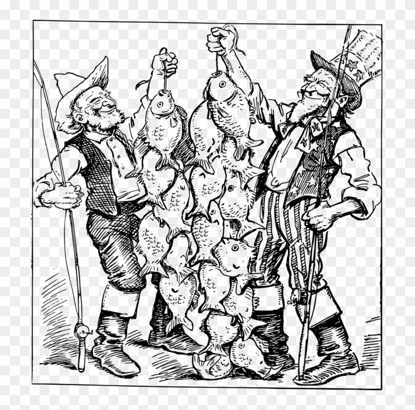 Uncle Sam Fishing Rods Fisherman United States - Uncle Sam Fisherman Clipart