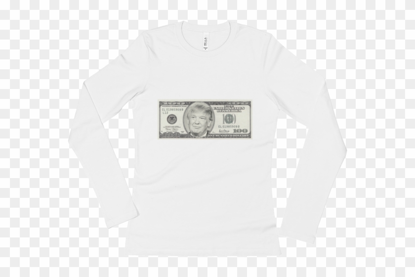 President Donald Trump 100 Dollar Bill Ladies' Long - Long-sleeved T-shirt Clipart