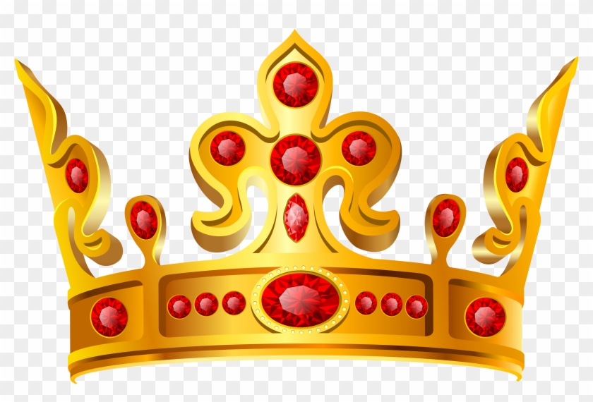 Gold Crown Red Stone Png - Gold And Red Crown Clipart