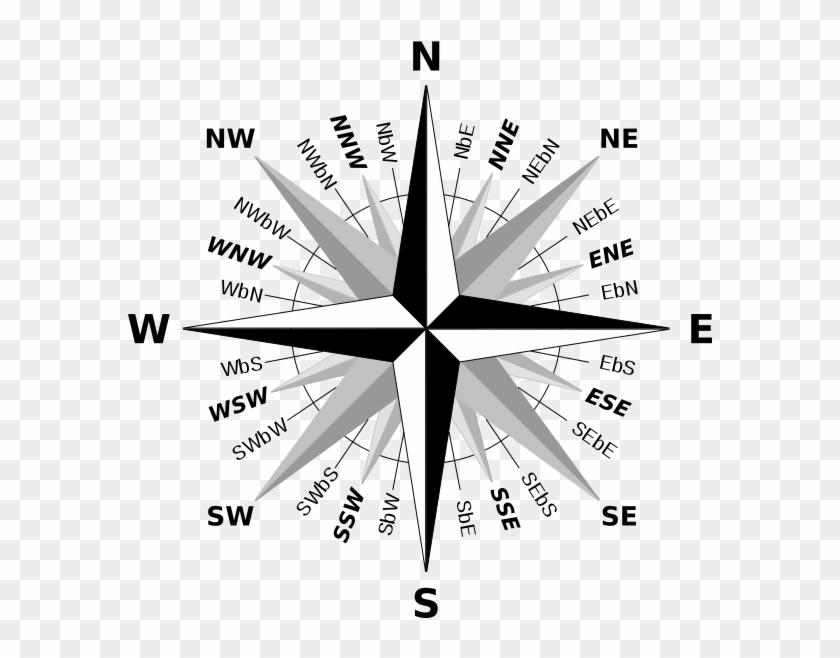 16-point Compass Rose 16 Point Compass Rose - Cardinal Direction Clipart