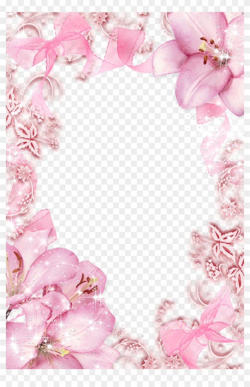 Cute Pink Flower Clipart - Transparent Background Flower Border Png