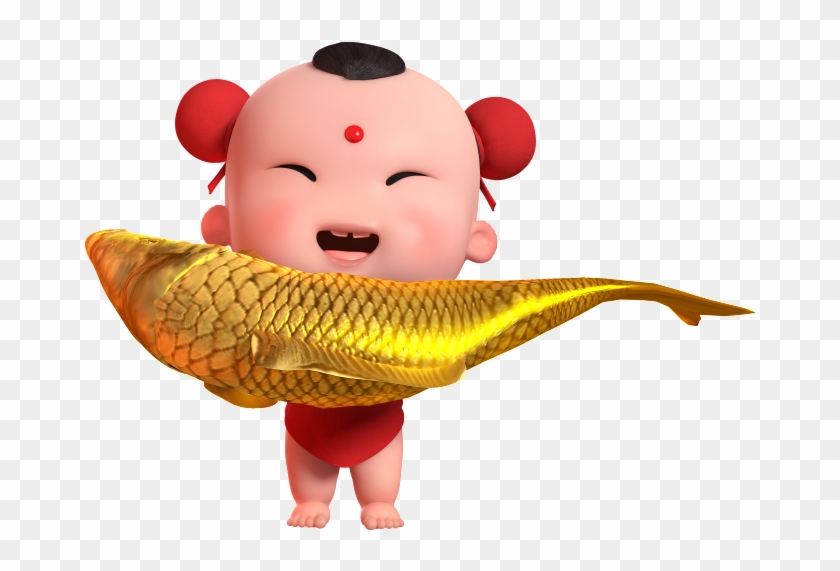 Cartoon Fuwa Hand Holding Goldfish Decorative - Chinese New Year Clipart #297554