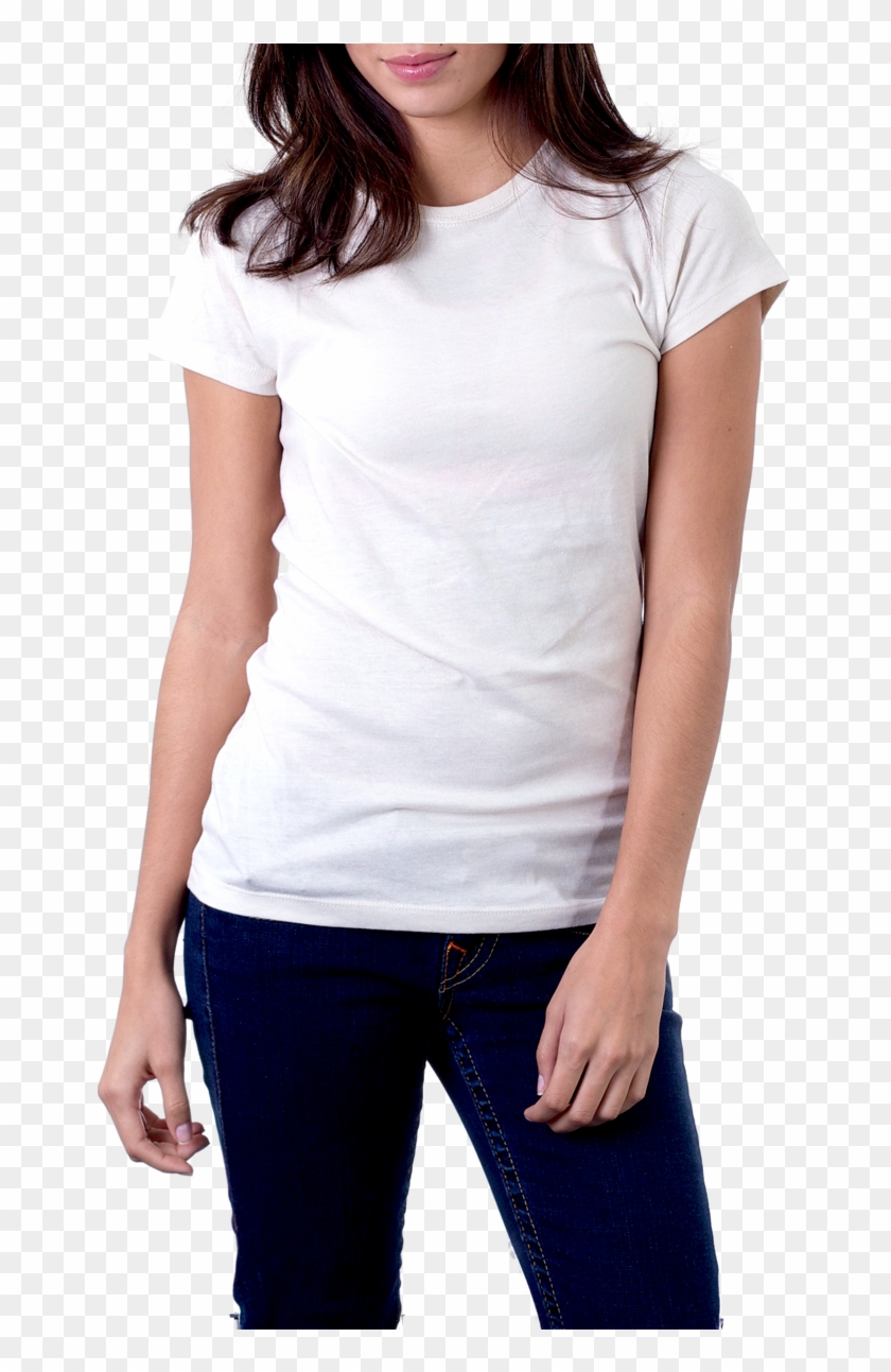 Woman In White T-shirt Png Image - Woman Blank T Shirt Clipart