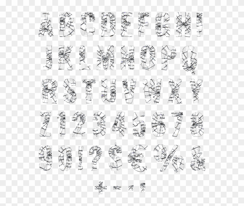 Shattered Glass Typeface - Broken Letters Font Clipart