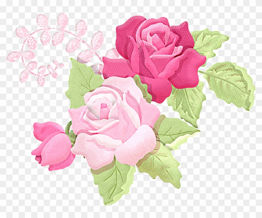 Romantic Pink Flower Border Png Picture - Shabby Chic Flower Png Clipart