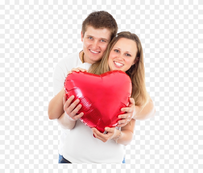 Download Young Couple Holding A Red Heart Pillow Png - Love Couple Pic Png Clipart