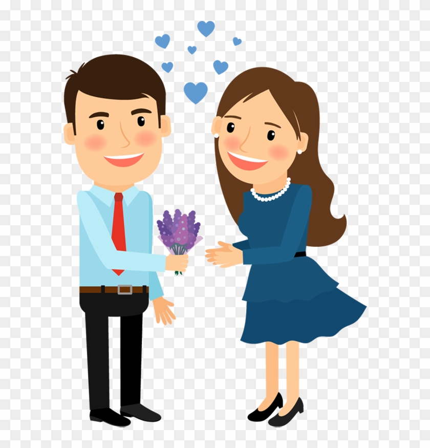 Png Library Cartoon Man Image Group Gives Flower To - Cartoon Man And Woman In Love Clipart