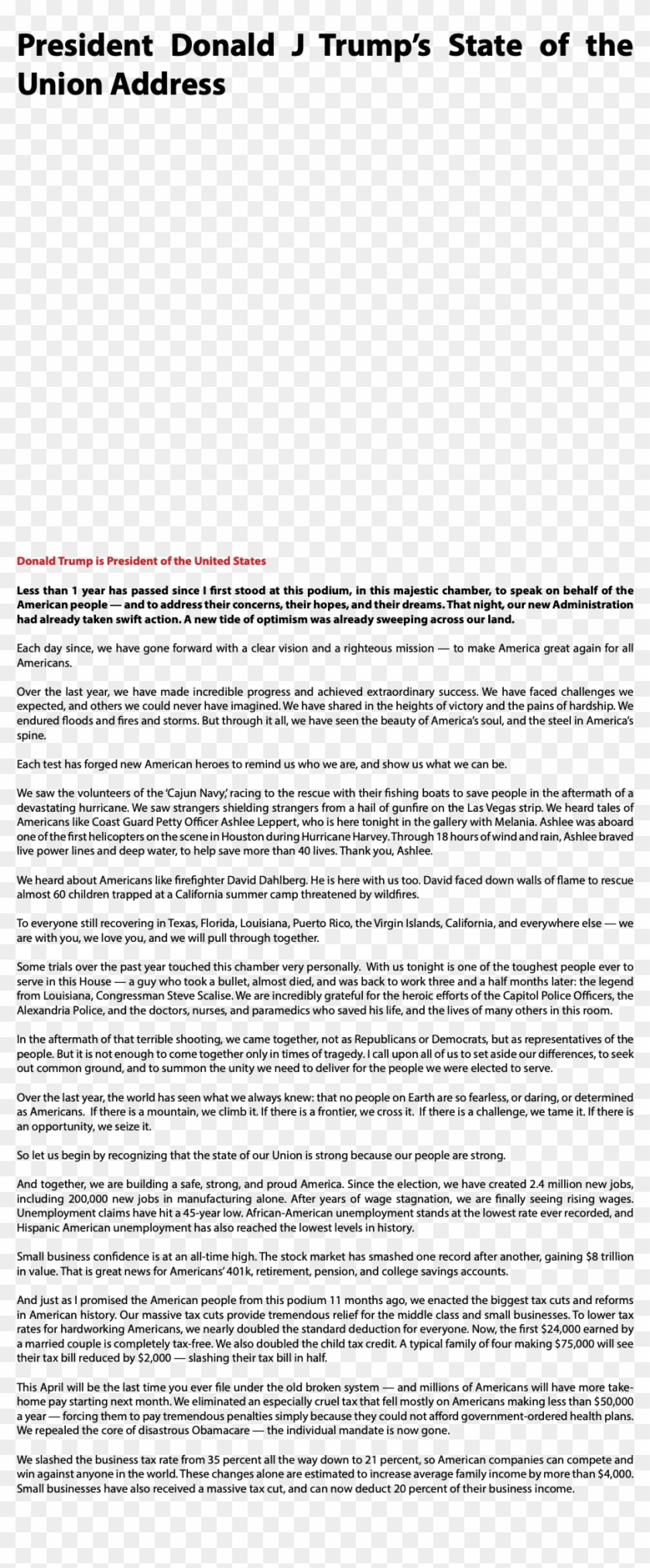 President Donald J Trump's State Of The Union Address - Powerhouse Mechanic Clipart