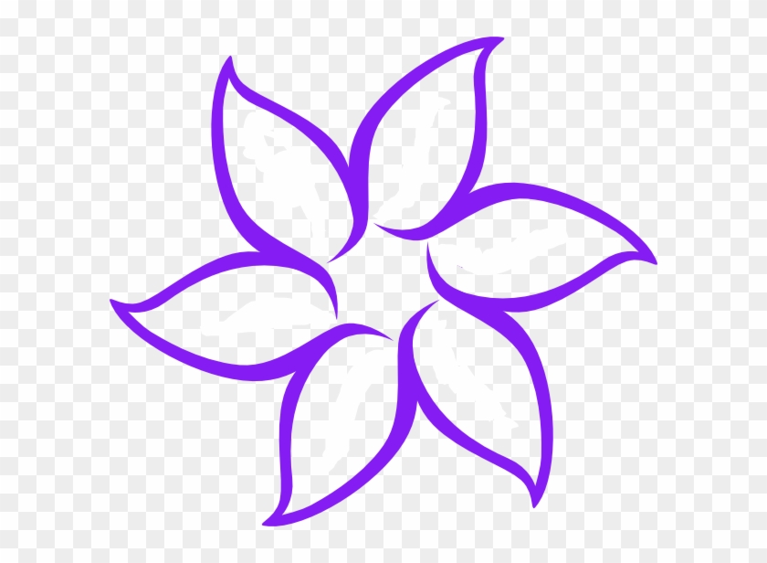 Purple Flower Outline Svg Clip Arts 600 X 536 Px - Cute Drawings Of Flowers - Png Download
