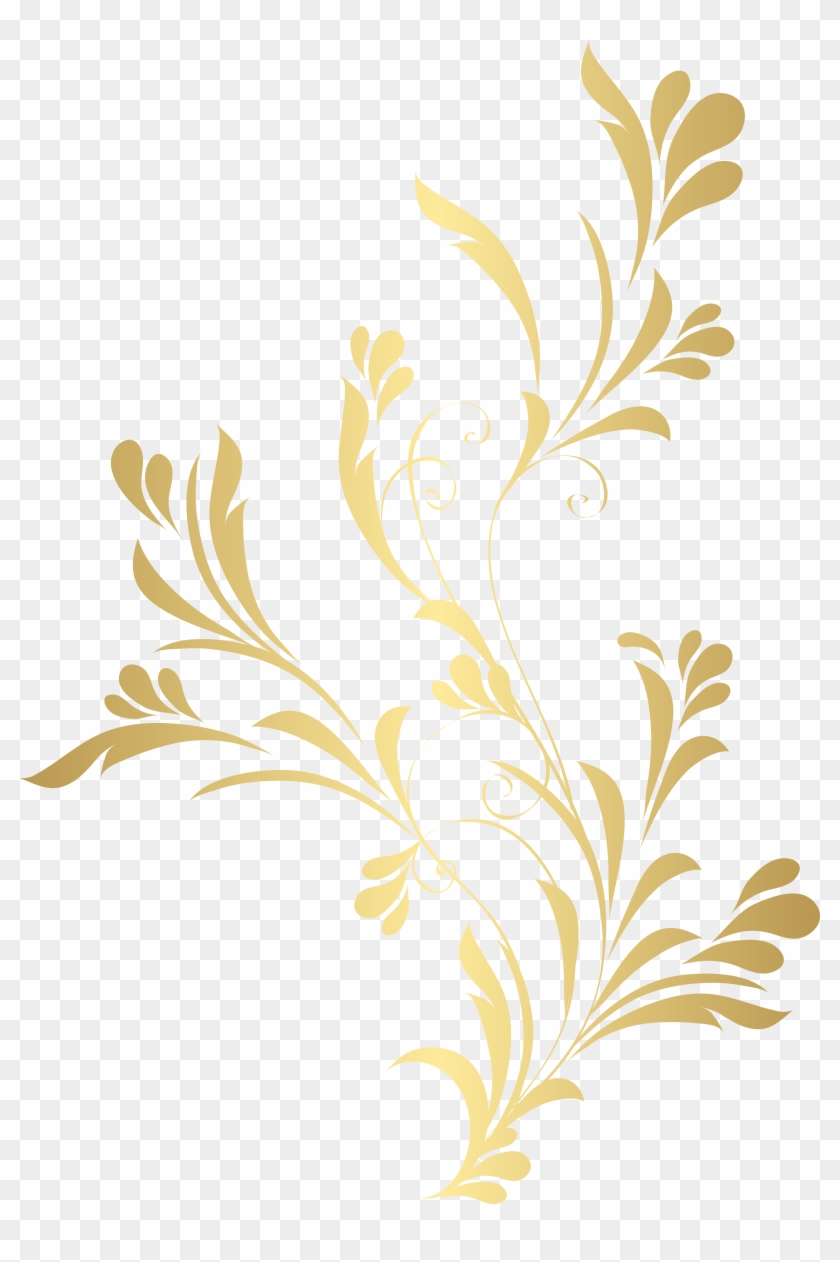 Floral Gold Element Png Clip Art - Gold Flower Clipart Transparent Background