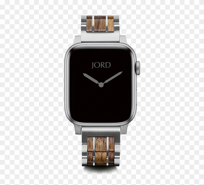Black Limba Wood And Metal Apple Watch Band - Analog Watch Clipart #2907717