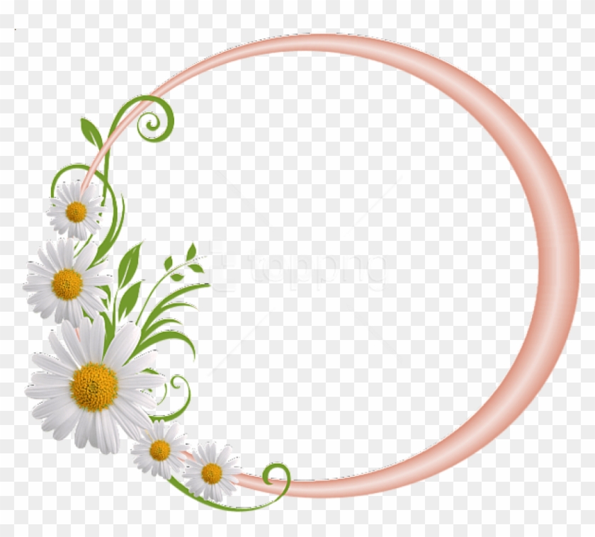 Free Png Best Stock Photos Cream Round Frame With Daisies - Round Flower Frame Png Clipart