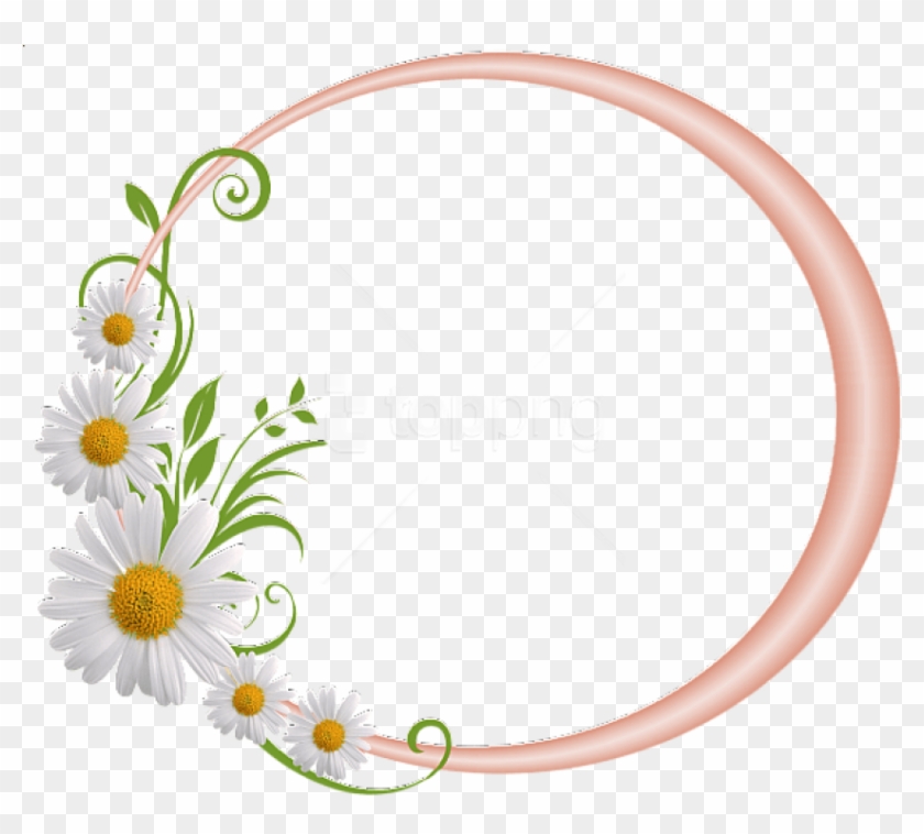 Free Png Best Stock Photos Cream Round Frame With Daisies - Round Flower Frame Png Clipart #2907728