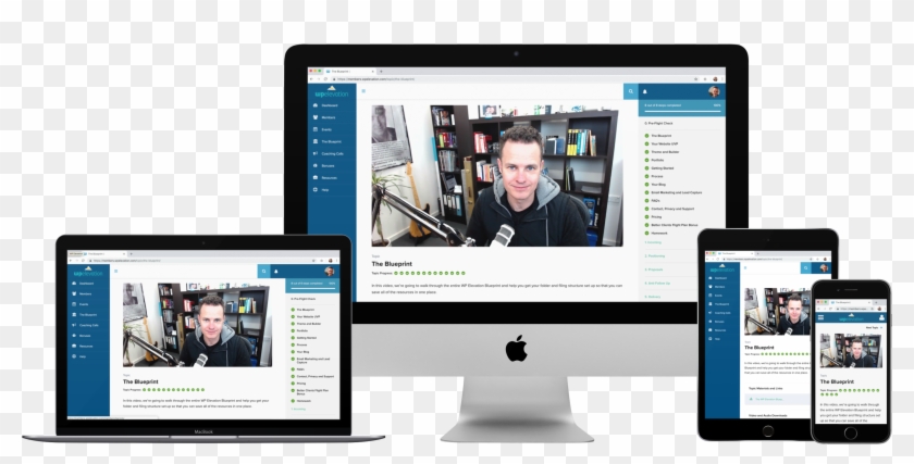 Imac Macbook Pro Ipad Mini And Iphone Mockup Over A - Mock Up Mac Ipad Iphone Clipart