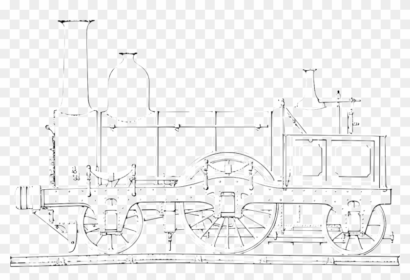 Railway Engine White Train Png Image - Vektor Garis Putih Kereta Api Clipart