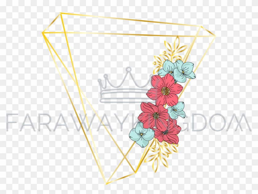 Triangle Wedding Floral Golden Vector Illustration - Vector Graphics Clipart #2912915
