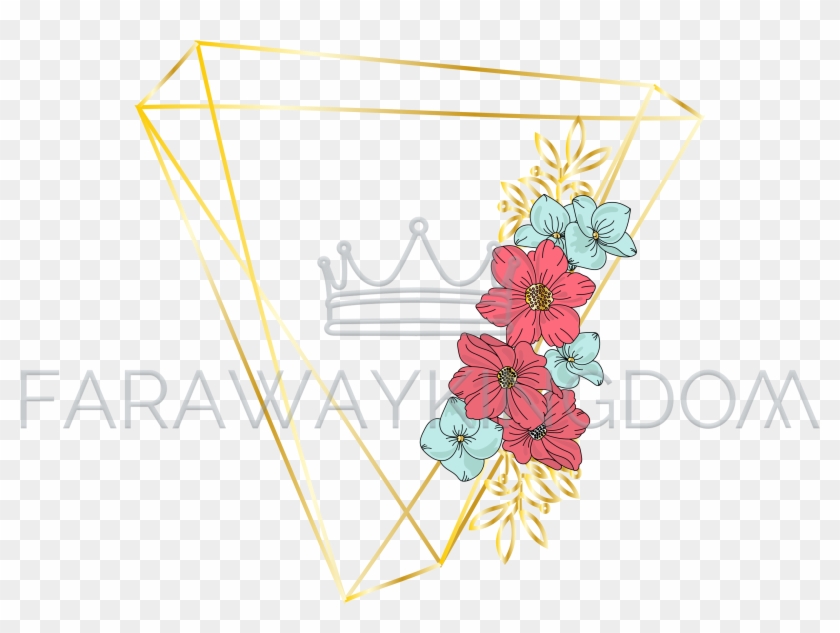 Triangle Wedding Floral Golden Vector Illustration - Vector Graphics Clipart