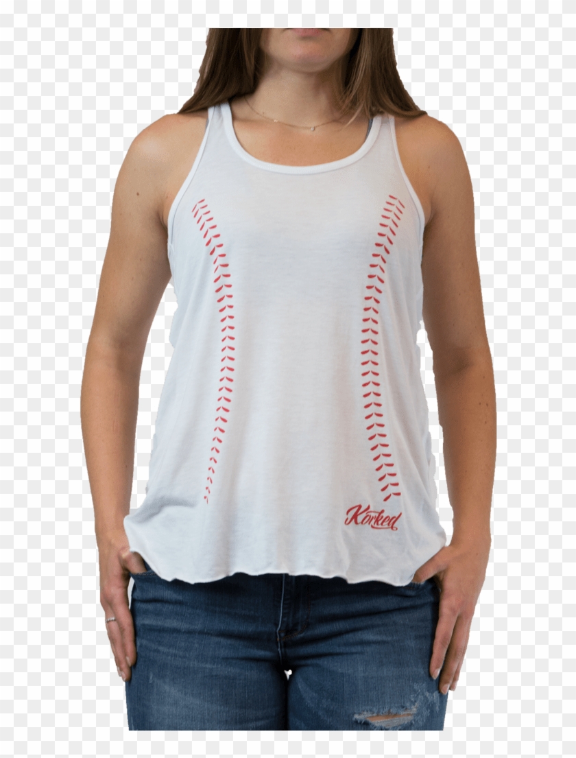 Women' Baseball Stitch Tank Korked - Active Tank Clipart #2914293
