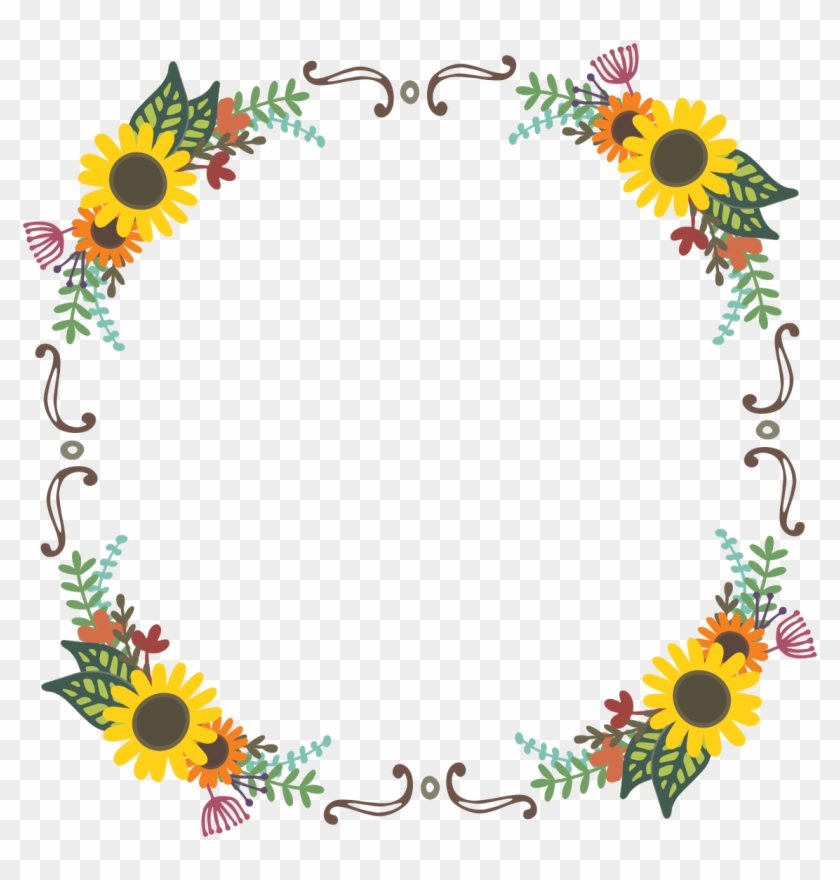 Free Floral Wreaths - Transparent Sunflower Wreath Png Clipart