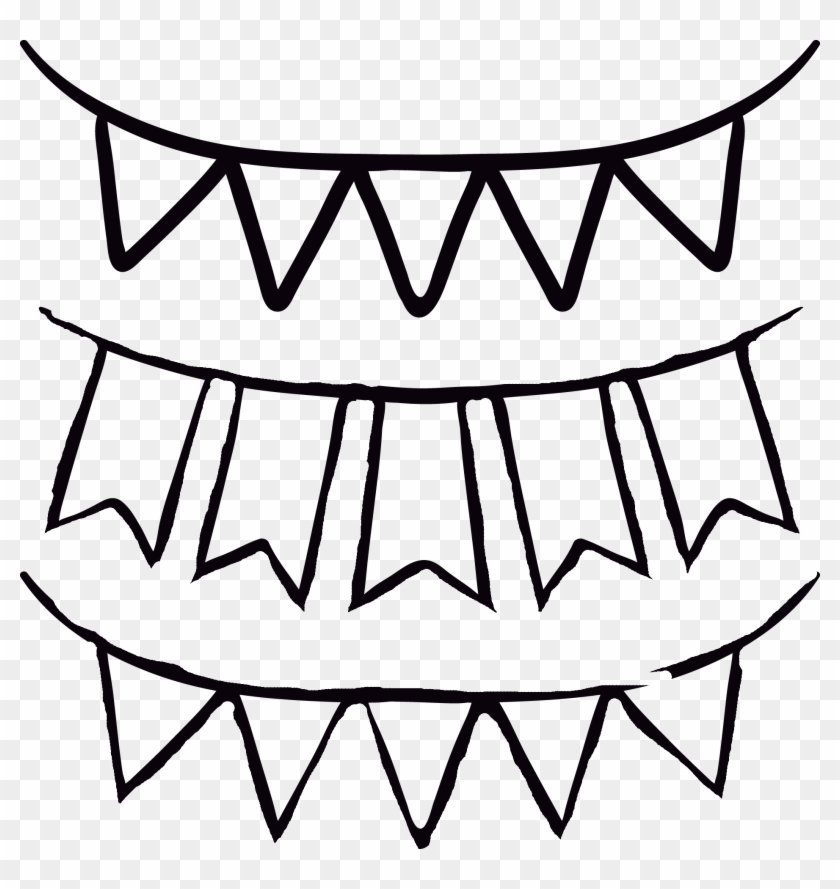Garland - Pennant Banner Clipart Black And White - Png Download