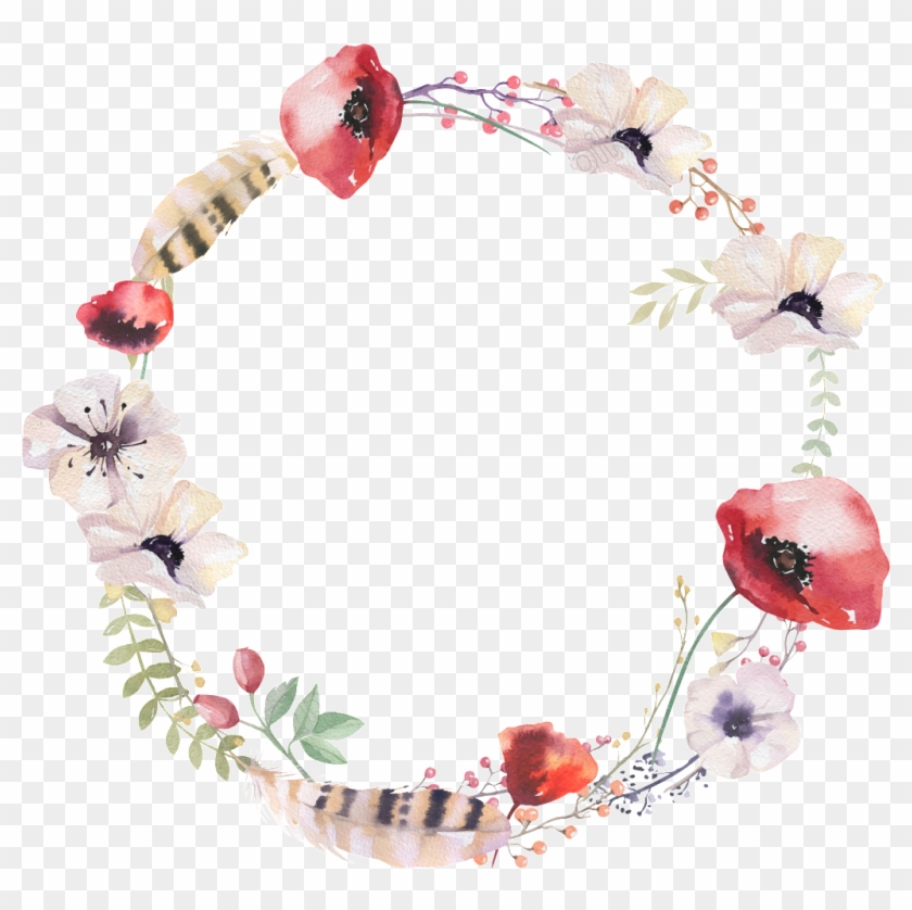 Rose Decorative Free Png - Corona De Flores Acuarela Clipart