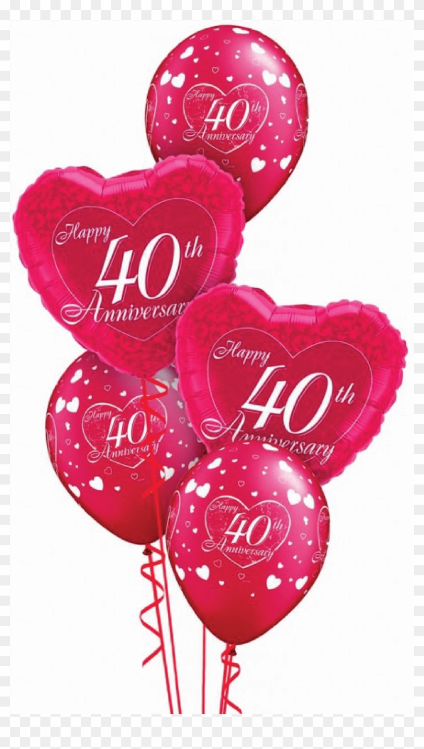 Ruby 40 Wedding Anniversary Balloon Display - Happy 40th Anniversary Clipart