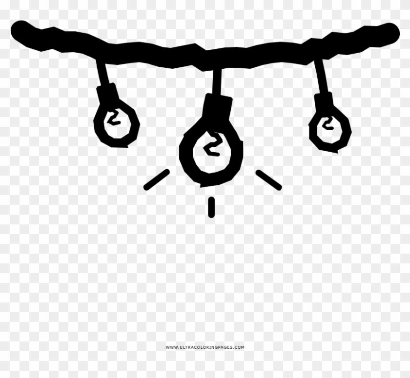 String Lights Coloring Page - Monochrome Clipart #2919176