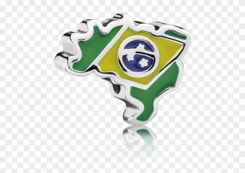 Brazil Heart Flag, Green, Yellow & Blue Enamel - Pandora Brazil Charm Clipart #2921115
