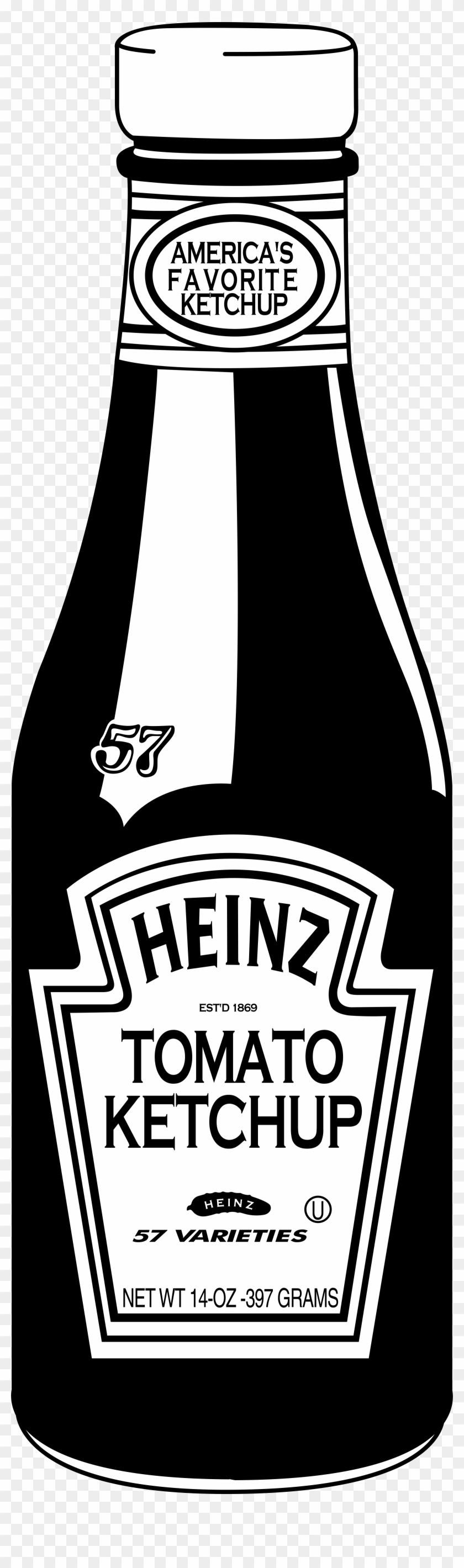Heinz Ketchup Bottle Logo Png Transparent - Ketchup Black And White Clipart #2921472
