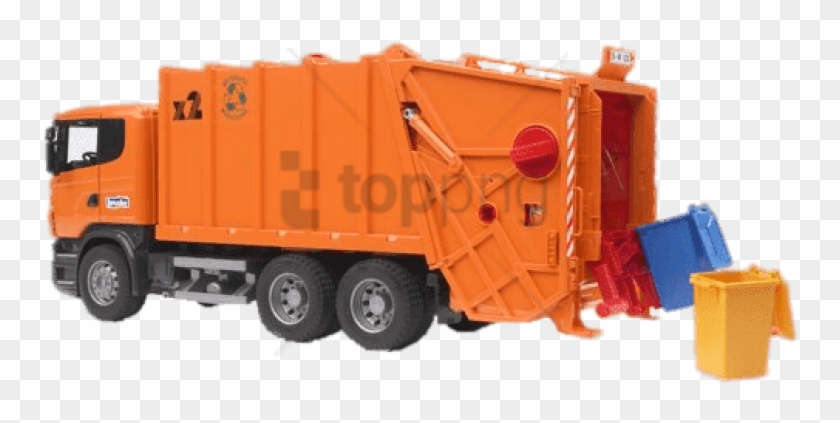Free Png Download Orange Garbage Truck And Containers - Caminhão De Lixo De Brinquedo Clipart #2921959