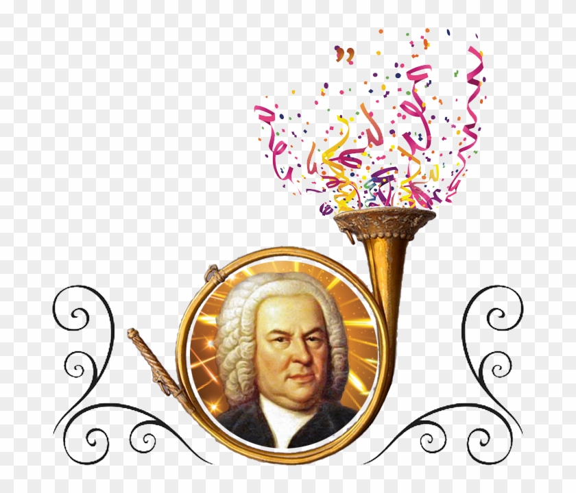 Bach In Horn Wconfetti & Ornaments-png - Johann Sebastian Bach Clipart