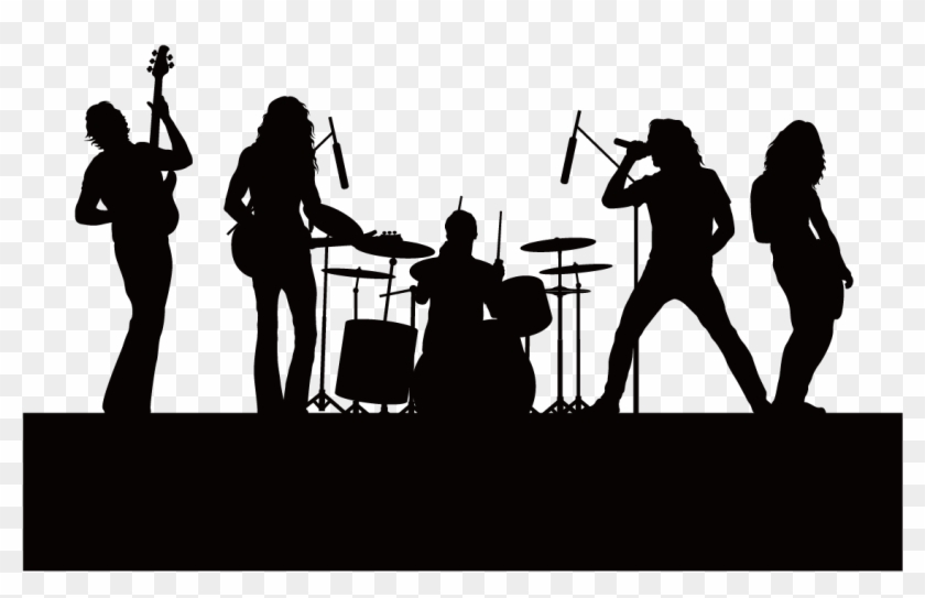 Silhouette Singing Music - Live Band Background Png Clipart
