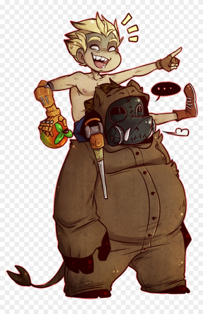 Fanart Junkrat Roadhog Overwatch Game Crash Bandicoot - Cartoon Clipart #2926475