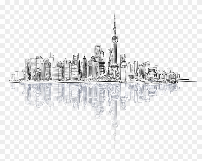Drawing Cityscape Line - Abstract Line Drawing Architecture Clipart