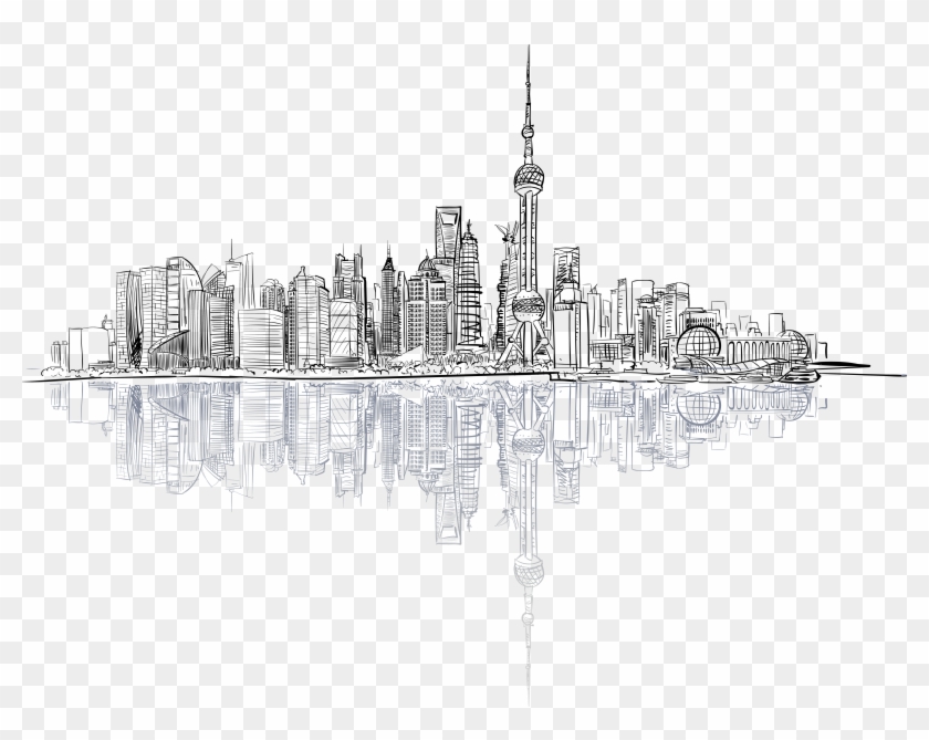 Drawing Cityscape Line - Abstract Line Drawing Architecture Clipart #2926527