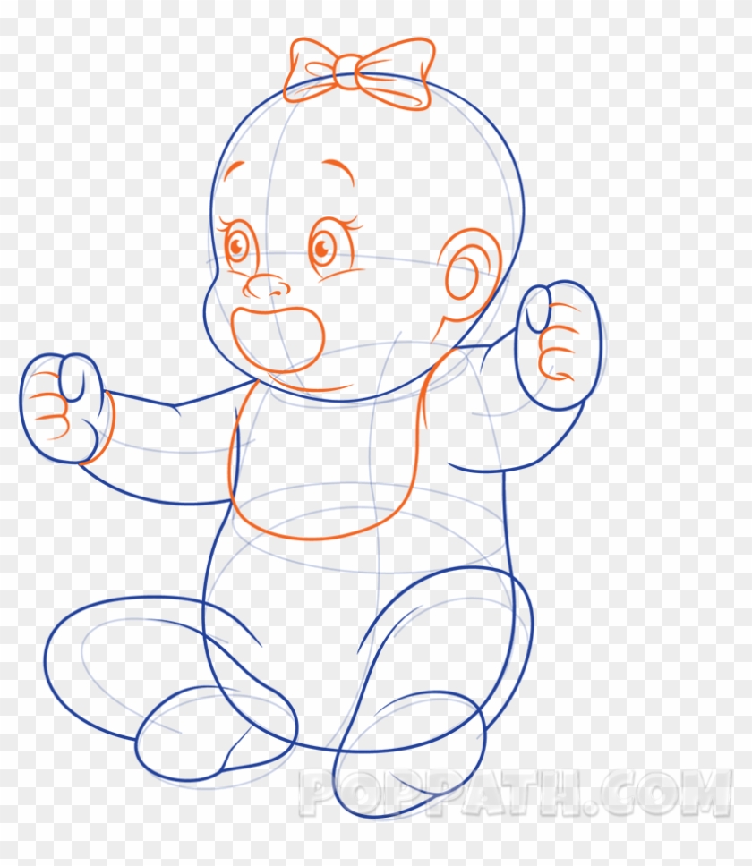 Crib Drawing Baby Soother - Baby Body Drawing Clipart