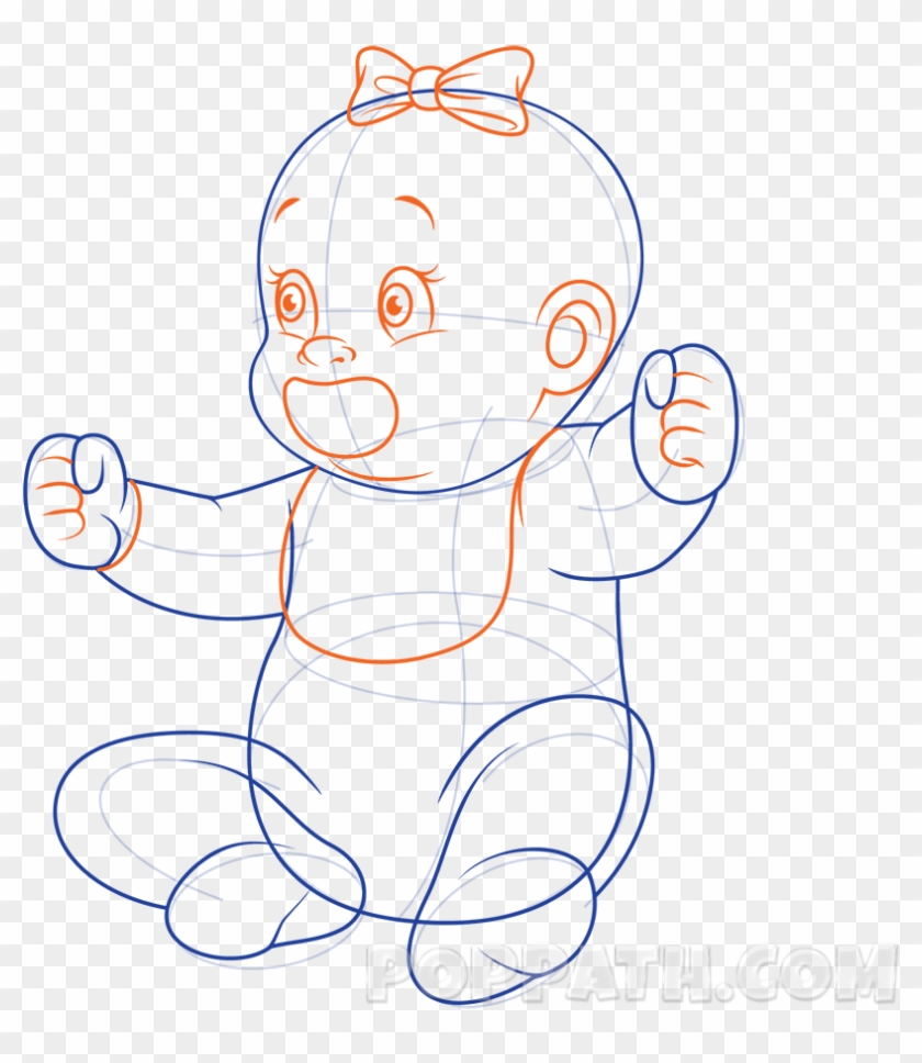 Crib Drawing Baby Soother - Baby Body Drawing Clipart #2927417