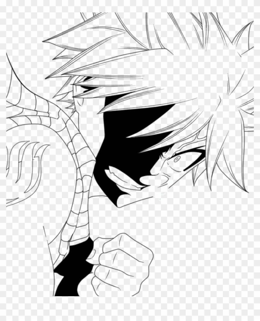 Fairy Tail Cry - Natsu Black And White Clipart #2927826